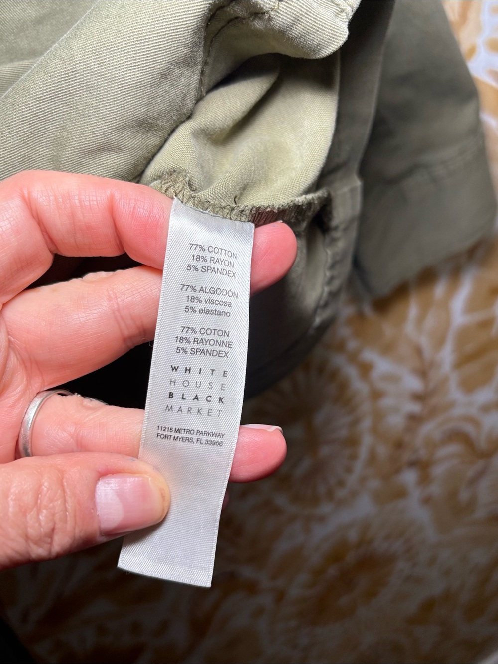 White House Black Market Olive Green Studded Utility Jacket | Military Style - Picture 4 of 14